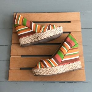 a.n.a. striped platform heels size 8.5